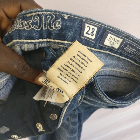Miss Me embroidered pocket 98%cotton darkwash low midrise Bootcut Jeans w28 Boho - Picture 9 of 10